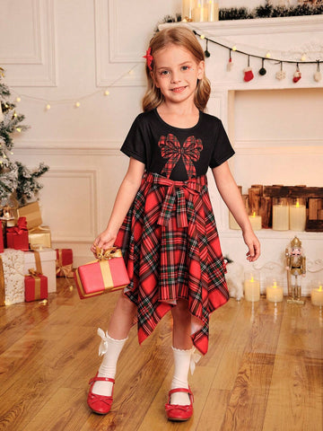 Young Girls Vintage Round Neck Short Sleeve Party Dress