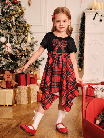 Young Girls Vintage Round Neck Short Sleeve Party Dress