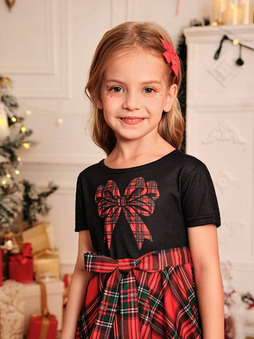 Young Girls Vintage Round Neck Short Sleeve Party Dress