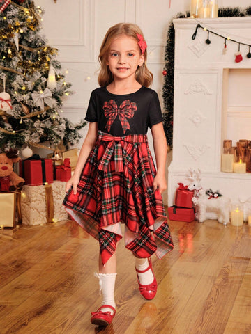 Young Girls Vintage Round Neck Short Sleeve Party Dress
