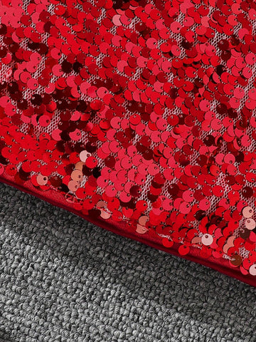 Young Girls & Toddler Girls Elegant Ombre Sequin Decorative Midi Skirt, Suitable For Party Occasions