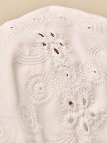 Women's Burnout Embroidered V-Neck Puff Sleeve Button Shirt