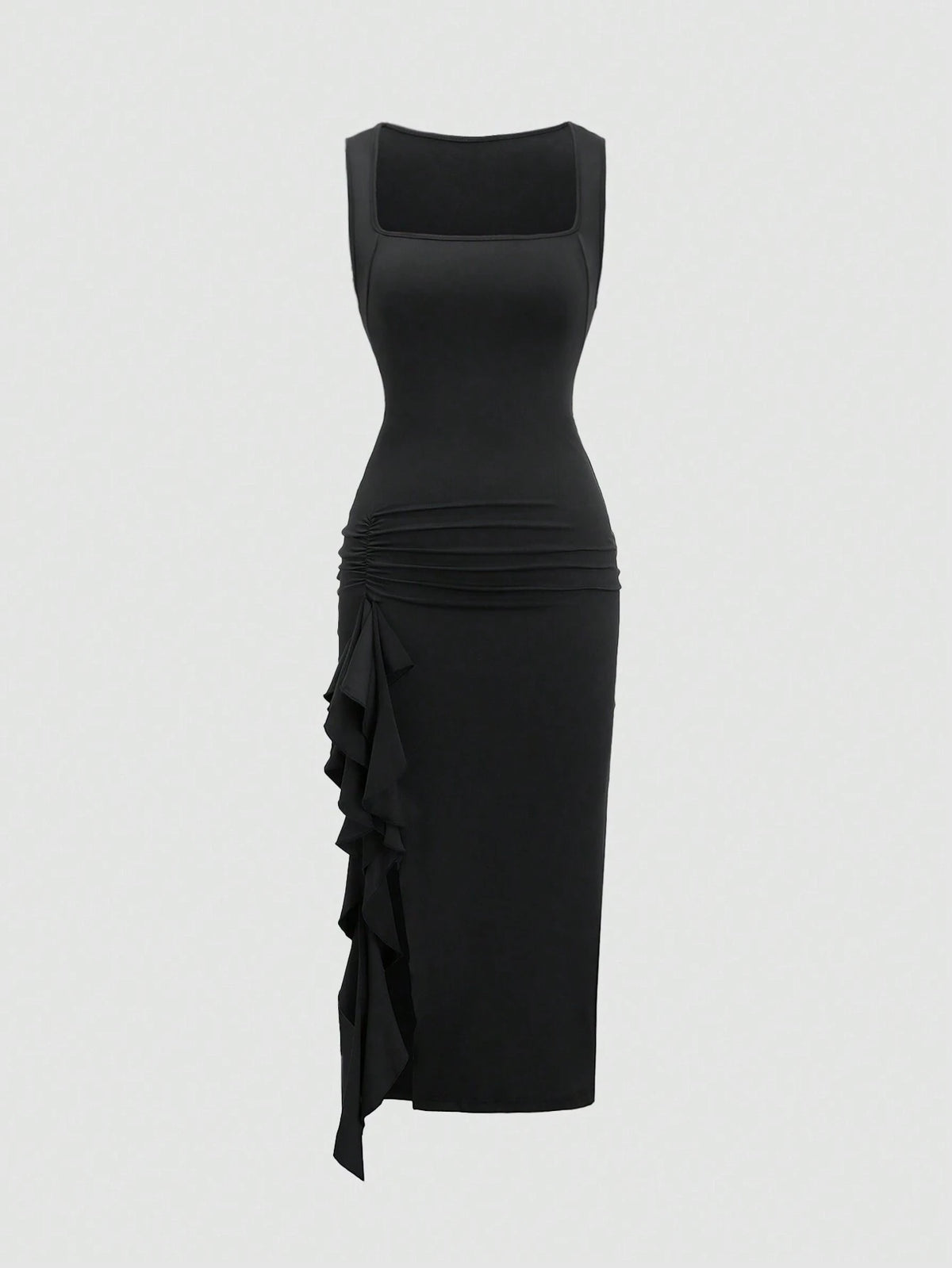 Sonza SHEIN MOD Women Elegant Asymmetrical Ruffled Hem Slit Dress