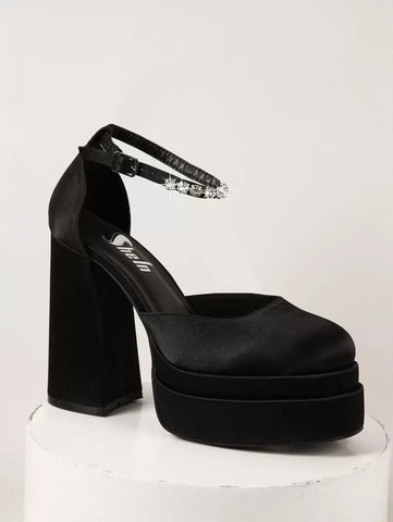 Satin Ankle Strap Double Platform Heel Pumps Summer Shoes Spring Shoes Spring Break Easte