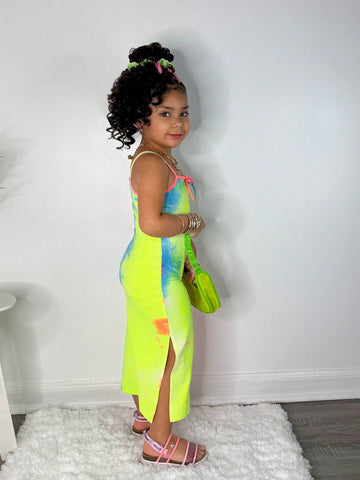 Young Girl Casual Street Style Tie-Dye Slip Dress