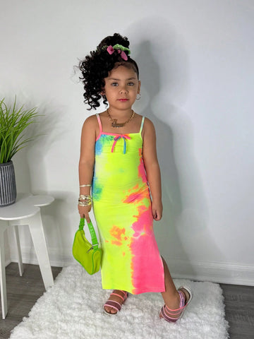 Young Girl Casual Street Style Tie-Dye Slip Dress