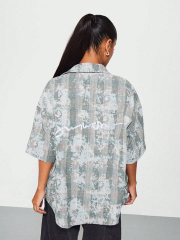 SUMWON WOMEN Checked Shirt With Letter Graphic Print