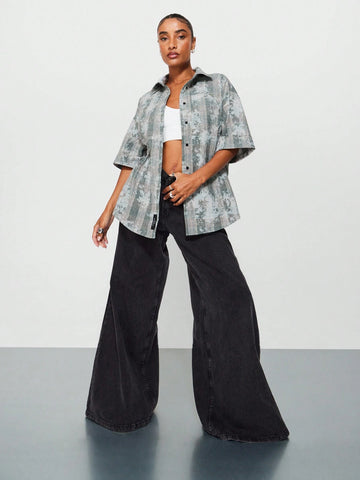 SUMWON WOMEN Checked Shirt With Letter Graphic Print