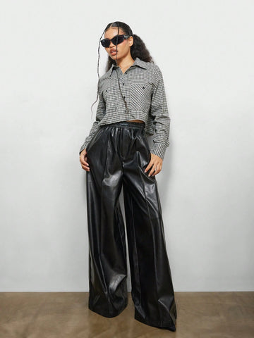 SUMWON WOMEN Cropped Check Shirt