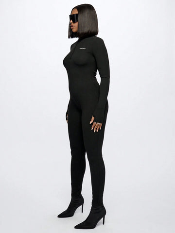 SUMWON WOMEN Long Sleeve Rib Full Length Unitard