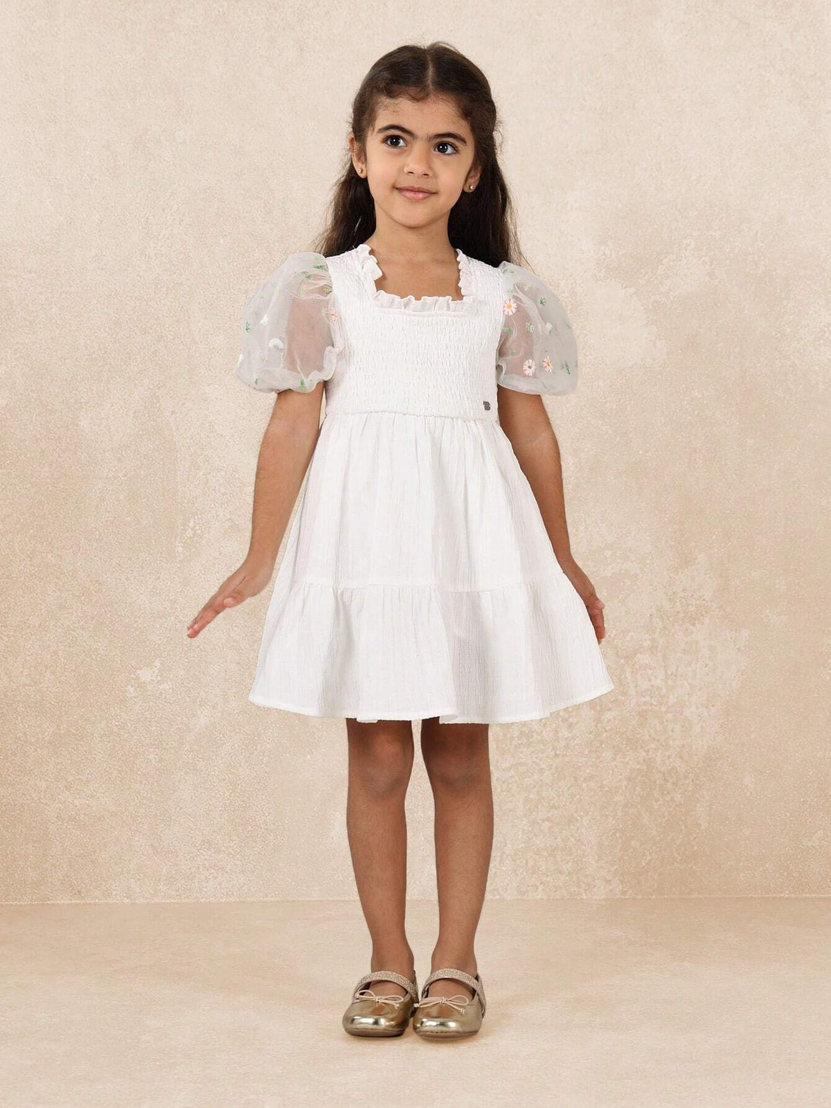 Young GirlsComfy Young Girls Textured Tiered Dress