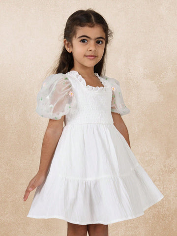 Young GirlsComfy Young Girls Textured Tiered Dress