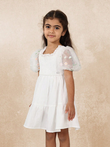 Young GirlsComfy Young Girls Textured Tiered Dress