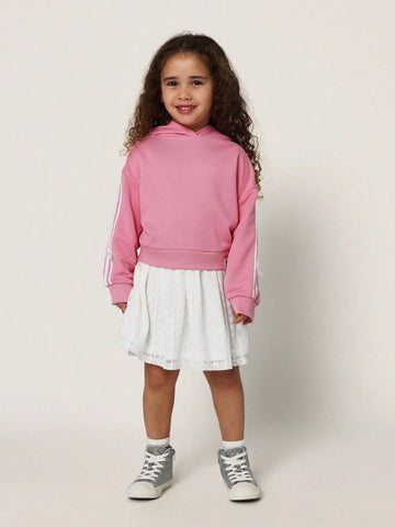 Young Girls Comfy Layered Bow Dress Hoodie