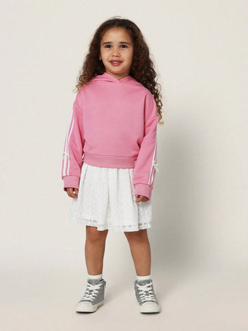 Young Girls Comfy Layered Bow Dress Hoodie