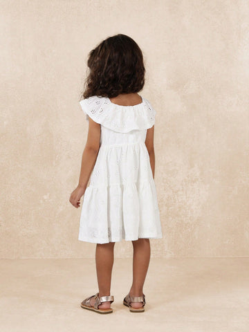 Young Girls Comfy Tiered Jersey Broderie Dress