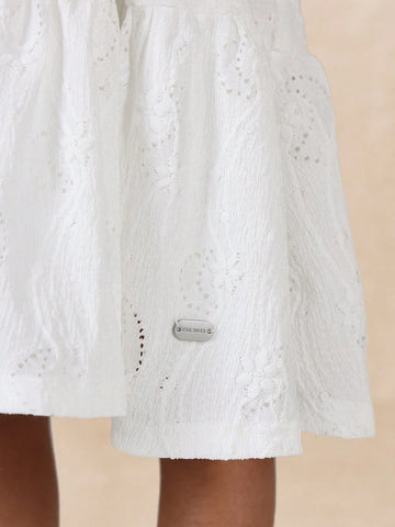 Young Girls Comfy Tiered Jersey Broderie Dress