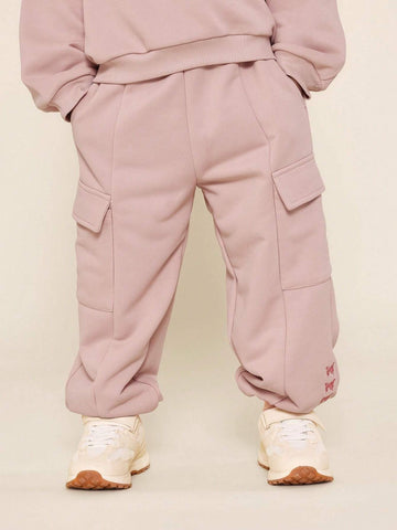Young Girls Everyday Play Crew Neck Sweatshirt And Cargo Jogger 2 Piece Set With Butterfly Graphic Print