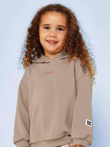 Young Girls Everyday Play Overhead Hoodie And Leopard Cycling Short 2 Piece Set With Graphic Front Print