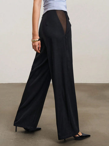SURIMA Women Plain Minimalist Straight-Leg Casual Pants