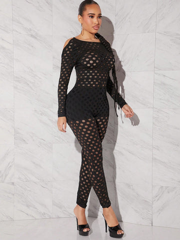 Sarah LA Fishnet Bodycon Unitard Jumpsuit