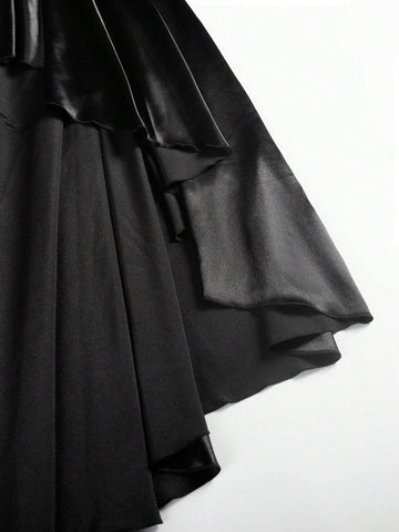 Satin Halter A-Line High Low Dress For Evening Party And Banquet