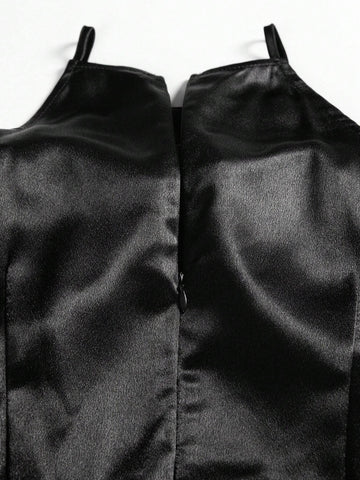 Satin Halter A-Line High Low Dress For Evening Party And Banquet