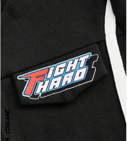 Letter Graphic Striped Side Zip Up Crop Tee