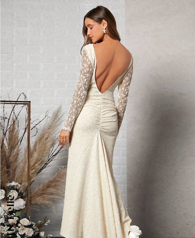 Belle Backless Lace Overlay Wedding Dress