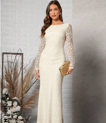 Belle Backless Lace Overlay Wedding Dress