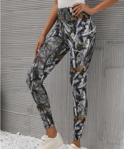 LUNE Plants Print Elastic Waist Leggings