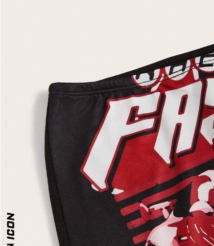 ICON Car & Letter Graphic Bodycon Skirt