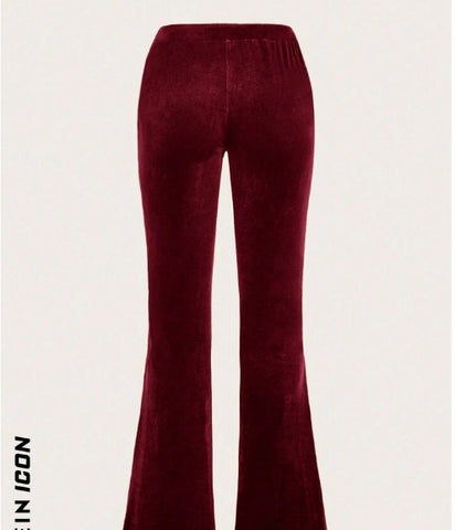 ICON Rhinestone Heart Pattern Drawstring Waist Flare Leg Pants