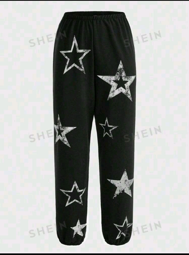 ROMWE Grunge Punk Women's Star Printed Jogger Pants