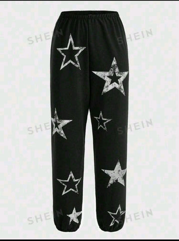 ROMWE Grunge Punk Women's Star Printed Jogger Pants