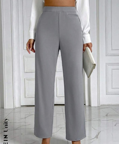 Solid High Waist Wide Leg Pants