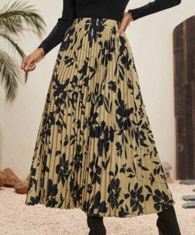 Floral Print Pleated Skirt