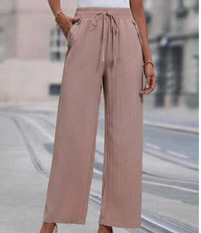 Tie Waist Straight Leg Pants