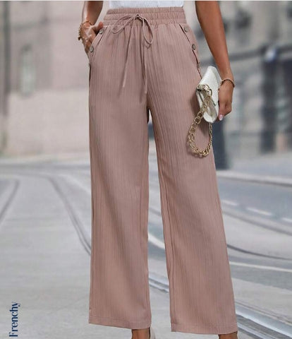 Tie Waist Straight Leg Pants