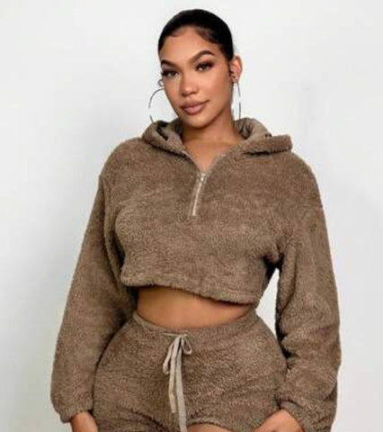 Drawstring Waist Flannel Shorts