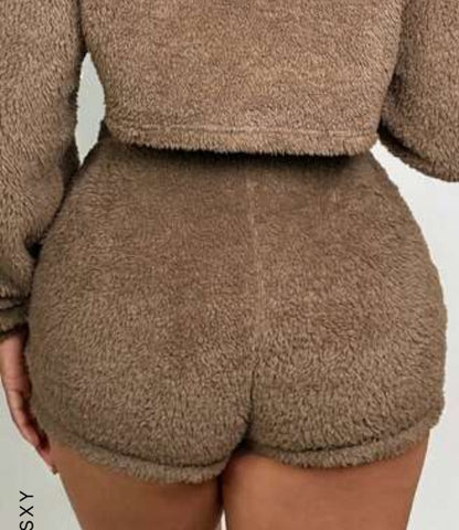 Drawstring Waist Flannel Shorts