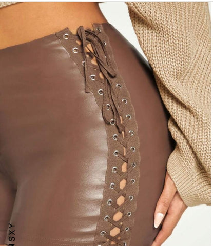 High Waist PU Leather Shorts