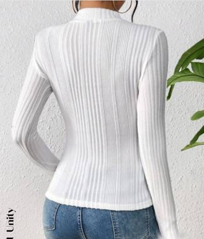 Mock Neck Fuzzy Cuff Tee