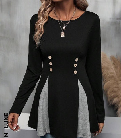 Half Zip Asymmetrical Hem Tee