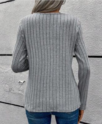 Asymmetrical Neck Ribbed Knit Tee