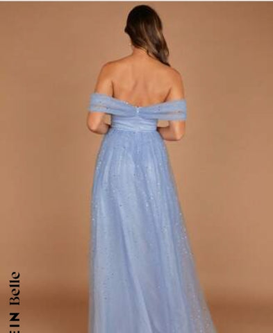Belle Off Shoulder Mesh Overlay Bridesmaid Dress
