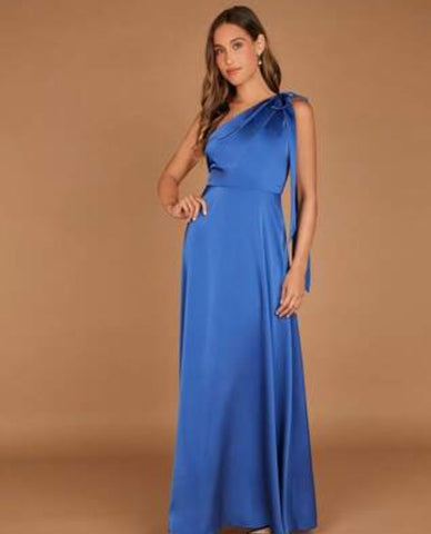 One Shoulder Knot Detail Satin Dress