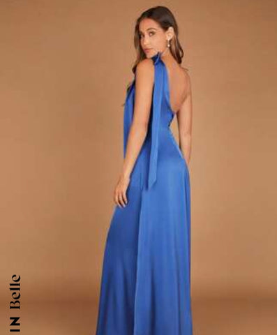 One Shoulder Knot Detail Satin Dress