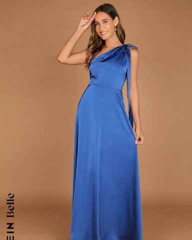 One Shoulder Knot Detail Satin Dress