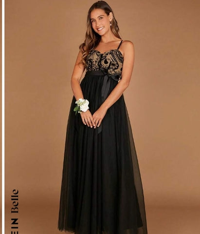 Floral Print Mesh Overlay Belted Cami Dress